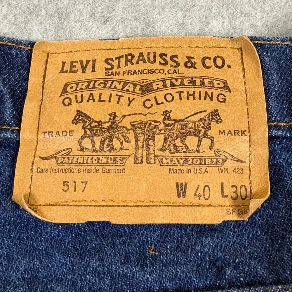 Vintage Levis 517 Orange Tab Jeans Mens 40x24 Dark Wash Made in USA Bootcut